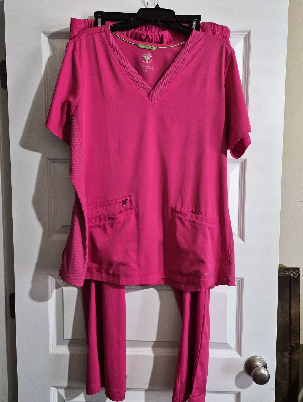 HH Works By Healing Hands Hot Pink Scrub Set